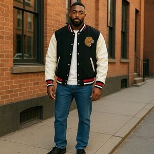 Sean John Mens Varsity Jacket In Black & White Wool Lion Size 3XL Superfly King